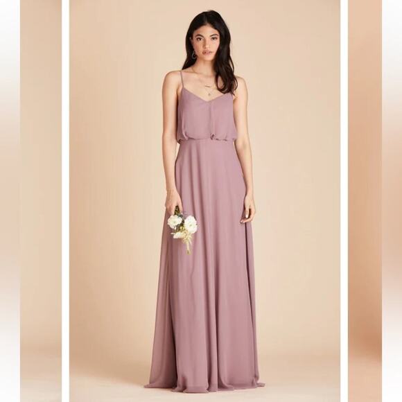 Birdy Grey Gwennie Chiffon Long Maxi Bridesmaid Dress Dark Mauve XS New - Picture 1 of 16